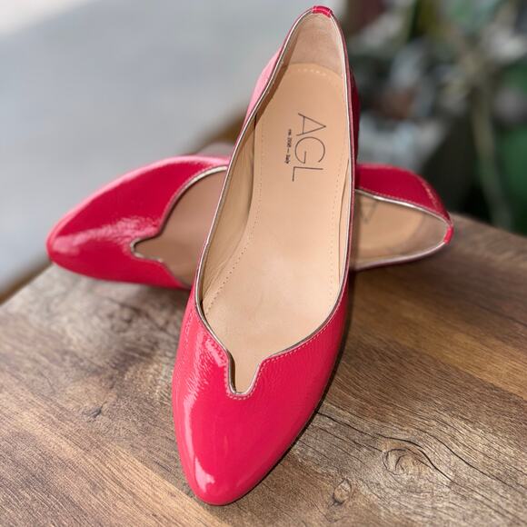 AGL Attilio Giusti Coral Patent Leather Pointed Flats Made in Italy 37 (US 6.5-7 - Picture 1 of 16